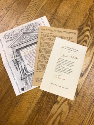 Broadside Prospectus from the Loujon Press of New Orleans advertising the publication of Henry Miller's ORDER AND CHAOS CHEZ HANS REICHEL