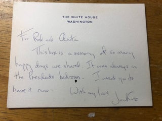 AUTOGRAPH NOTE ON WHITE HOUSE CARD POST ASSASSINATION. Jacqueline Kennedy.