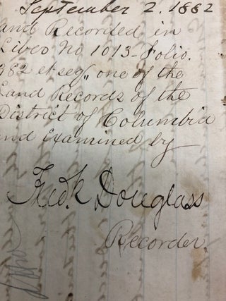 Deed of indenture between Saint Vincent's Orphan Asylum, Washington, D.C. and Rebecca A. Blaine, Fredrick Douglass.