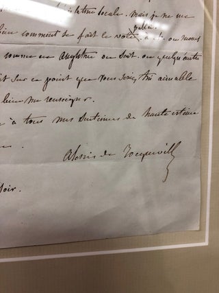 AUTOGRAPH LETTER SIGNED BY ALEXIS DE TOCQUEVILLE [in French]
