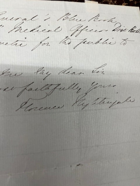 Item #22-4252 Original Autograph Letter Signed by Florence Nightingale, December 21, 1856, with Crimean War Content. Florence Nightingale.