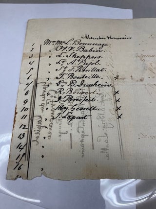 Handwritten roster of the Confederate unit Compagnie Francaise, Gardes du Capitol, 1st Regiment 8th Brigade Louisiana Militia, Captain A. St. Martin Baton Rouge 1861-1862