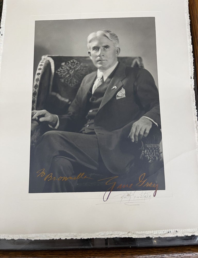 Item #22-8445 ORIGINAL SIGNED PHOTOGRAPH OF ZANE GREY AND INSCRIBED TO HIS SECRETARY BROWNELLA BAKER. Zane Grey.