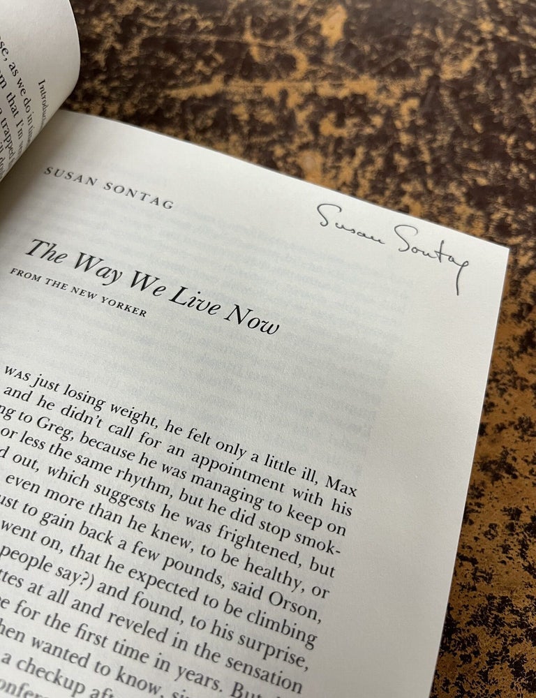 Item #23-0345 "The Way We Live Now", a Short Story Reprinted in THE BEST AMERICAN SHORT STORIES 1987. Susan Sontag.