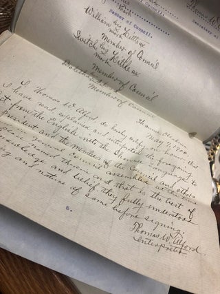 Original Legal Contract Signed (with their marks) by Six Members of the Absentee Shawnee Business Committee, appointing one Richard C. Adams as Attorney, and Authorizing Him to Sue Various Governments on their Behalf.