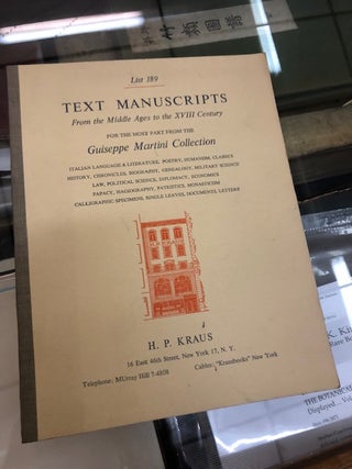 Item #97-9221 TEXT MANUSCRIPTS FROM THE MIDDLE AGES TO THE XVIII CENTURY FOR THE MOST PART FROM...