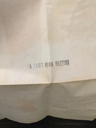 Original Movie Poster "The Quiet Man" starring John Wayne and Maureen O'Hara and directed by John Ford.
