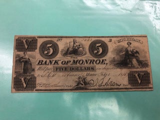 Item #98-5564 THE BANK OF MONROE FIVE DOLLAR BROKEN BANK Note