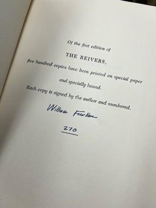 Item #99-0382 THE REIVERS, A Reminiscence [limited, signed edition]. William Faulkner
