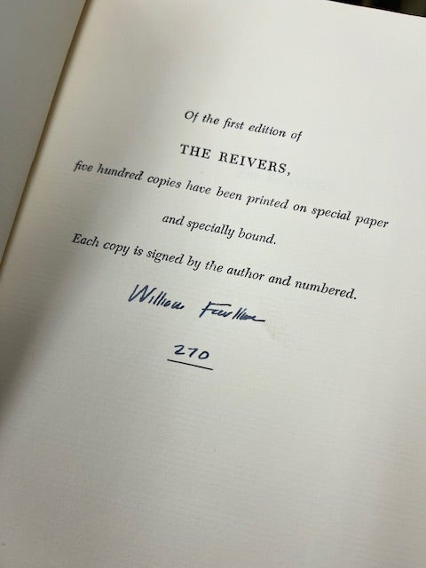 Item #99-0382 THE REIVERS, A Reminiscence [limited, signed edition]. William Faulkner.