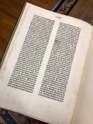 Item #99-5938 AN ORGINAL LEAF FROM THE 1455 GUTENBERG BIBLE, Luke Chapters 11-12
