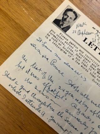 AUTOGRAPH NOTE SIGNED BY HARRY HOUDINI ON HIS"LETTERGRAM" LETTERHEAD