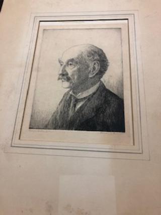 Item #99-7375 Etched portrait of "Thomas Hardy O.M." by Alfred J. Bennett and signed by Bennett
